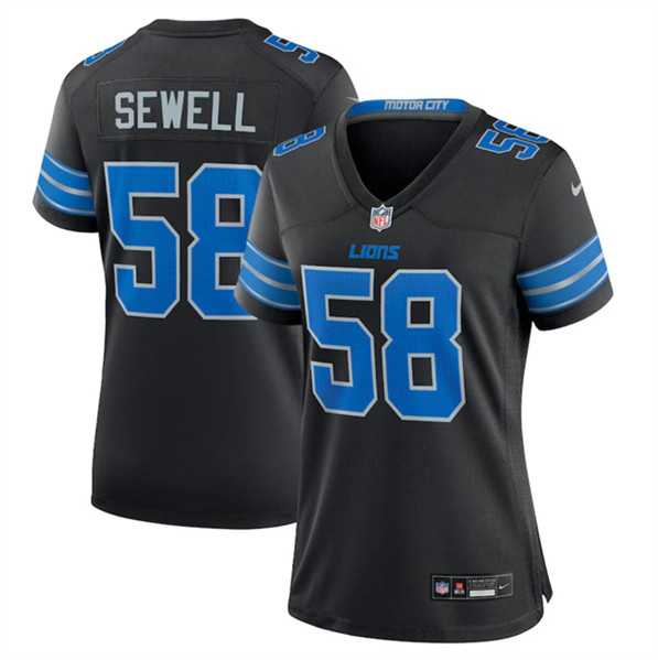 Women%27s Detroit Lions #58 Penei Sewell Black 2nd Alternate Stitched Jersey Dzhi